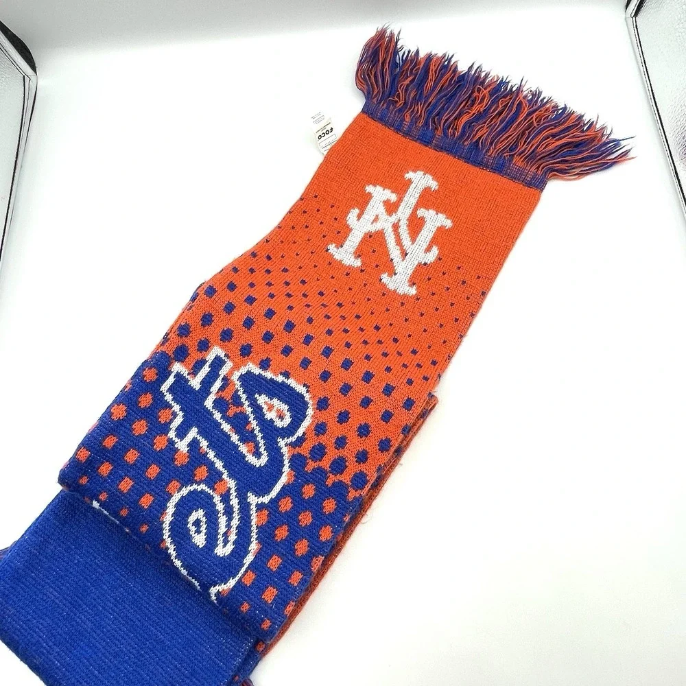 New York Mets FOCO Knit Fringe Scarf Orange Blue MLB Genuine‎ Merchandise
